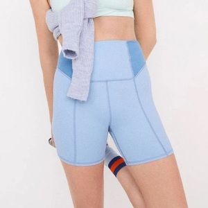 For Love & Lemons Dani Rib Colour Block Biker Short in Cornflower Blue Size XXS